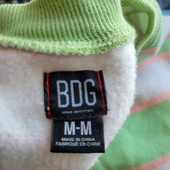 Medium BDG Urban Outfitters mint green, peach & white striped cropped sweatshirt - Picture 7 of 7